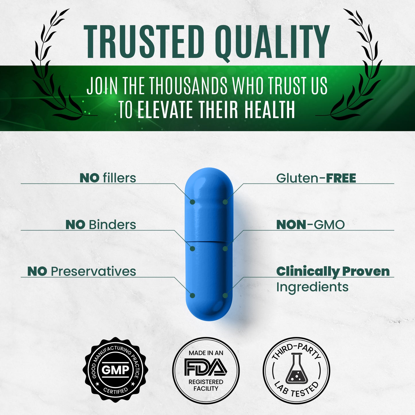 Methylene Blue Pharmaceutical Grade 10mg with CoQ10 500mg and Alpha GPC Supplement 300mg